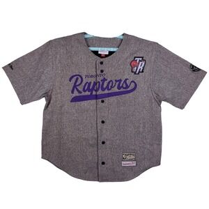 Toronto Raptors Mitchell & Ness NBA Large Button Up Shirt Cut & Sew Tweed New